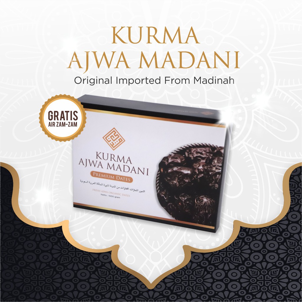 

(Bisa COD) Kurma ajwa madani, Kurma nabi premium 1000 gr