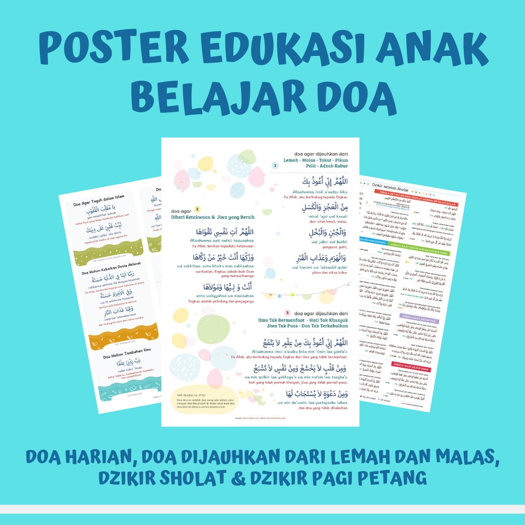 Paket Poster Edukasi Anak Belajar Doa Harian Doa Jauh Dari Malas Doa Shalat Dzikir Pagi Petang