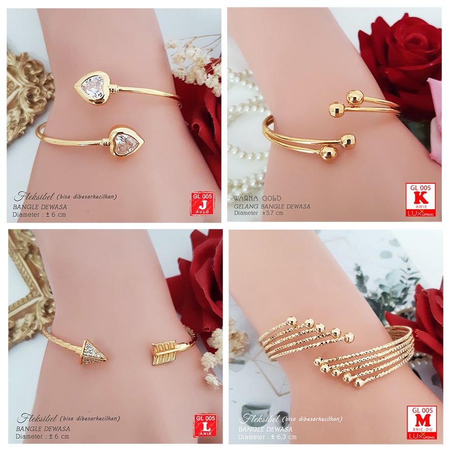 GL 005 GESER Gelang Fleksibel Big Size Perhiasan Xuping Jumbo Lapis Emas Bangle Yaxiya Tangan Orang Gemuk Luxx Xuping