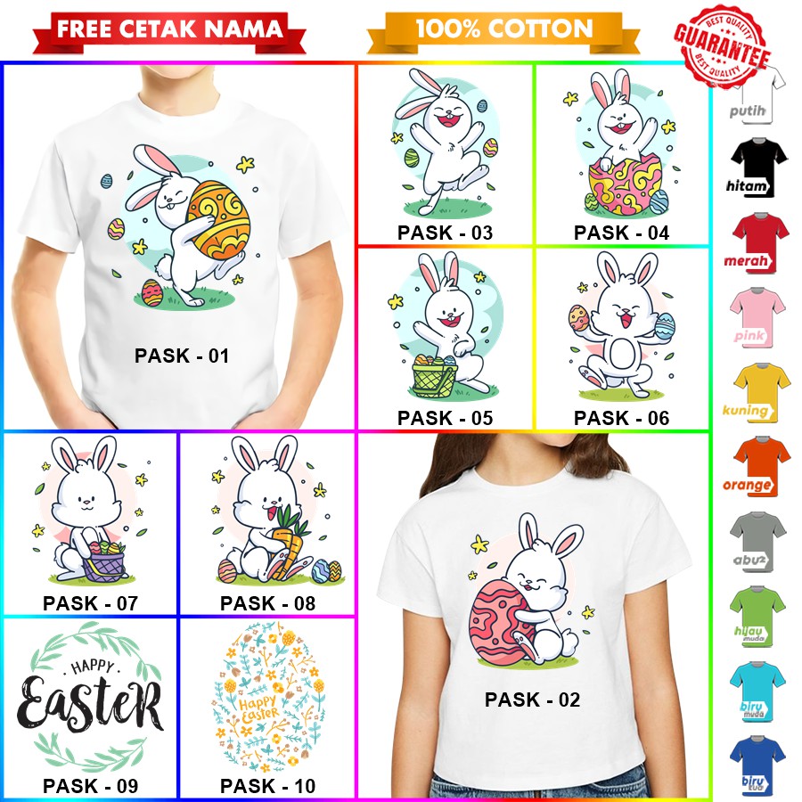 [FREE NAMA!!] Baju Kaos ANAK DAN DEWASA EASTER PASKAH BANYAK MOTIF