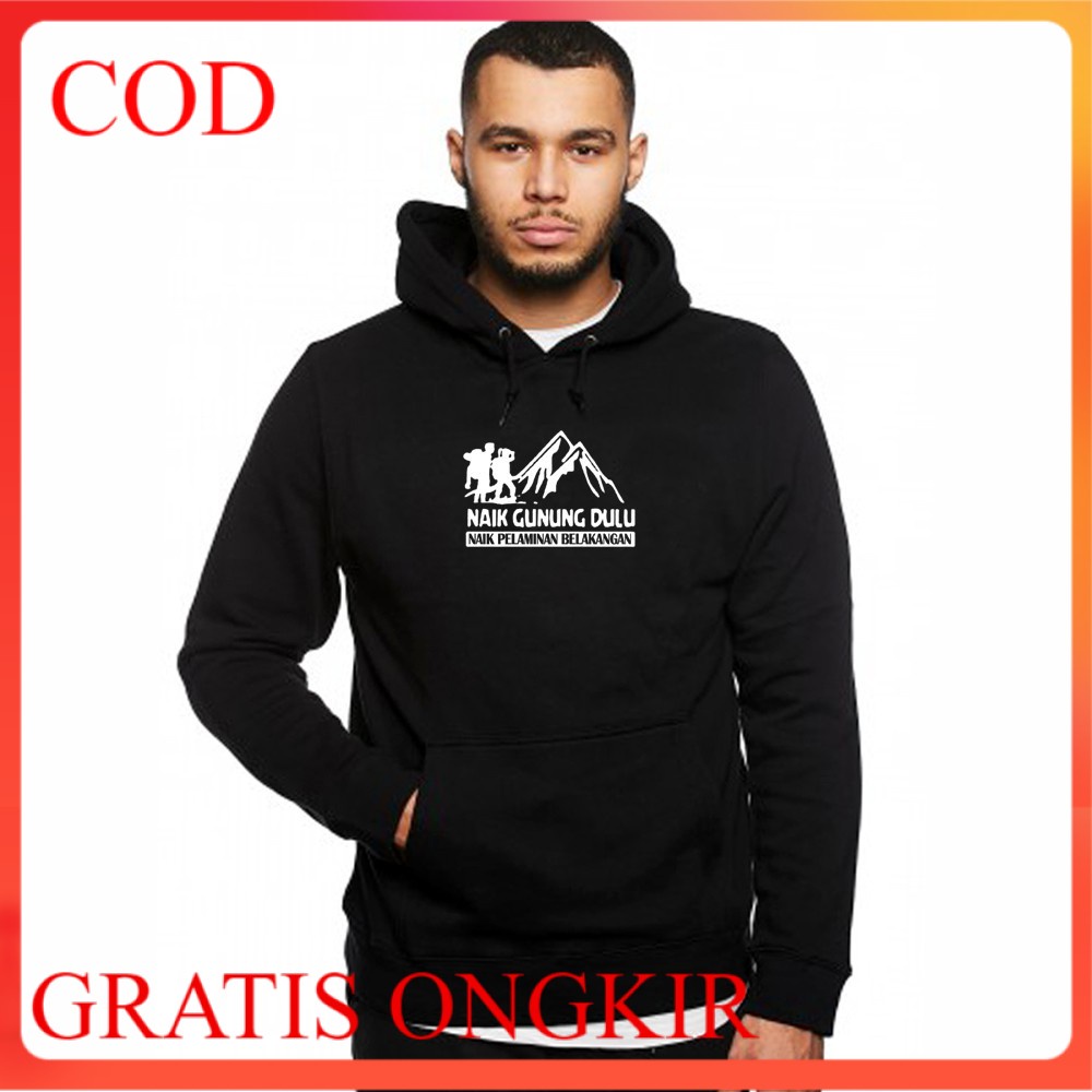 Hoodie Jaket Sweater Pria Jumper Polos Bahan Fleece Hoodie Gunung Dulu