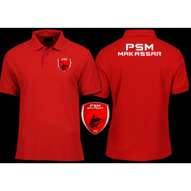 Kaos Polo merah PSM MAKASSAR. baju suporter. KAOS KRAN PSM MAKASSAR FOOTBALL CLUB
