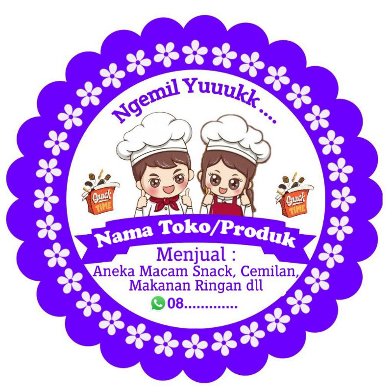 

(MINIMAL ORDER 100 PCS) Stiker Produk Makanan / Cemilan / Kue / Kue kering