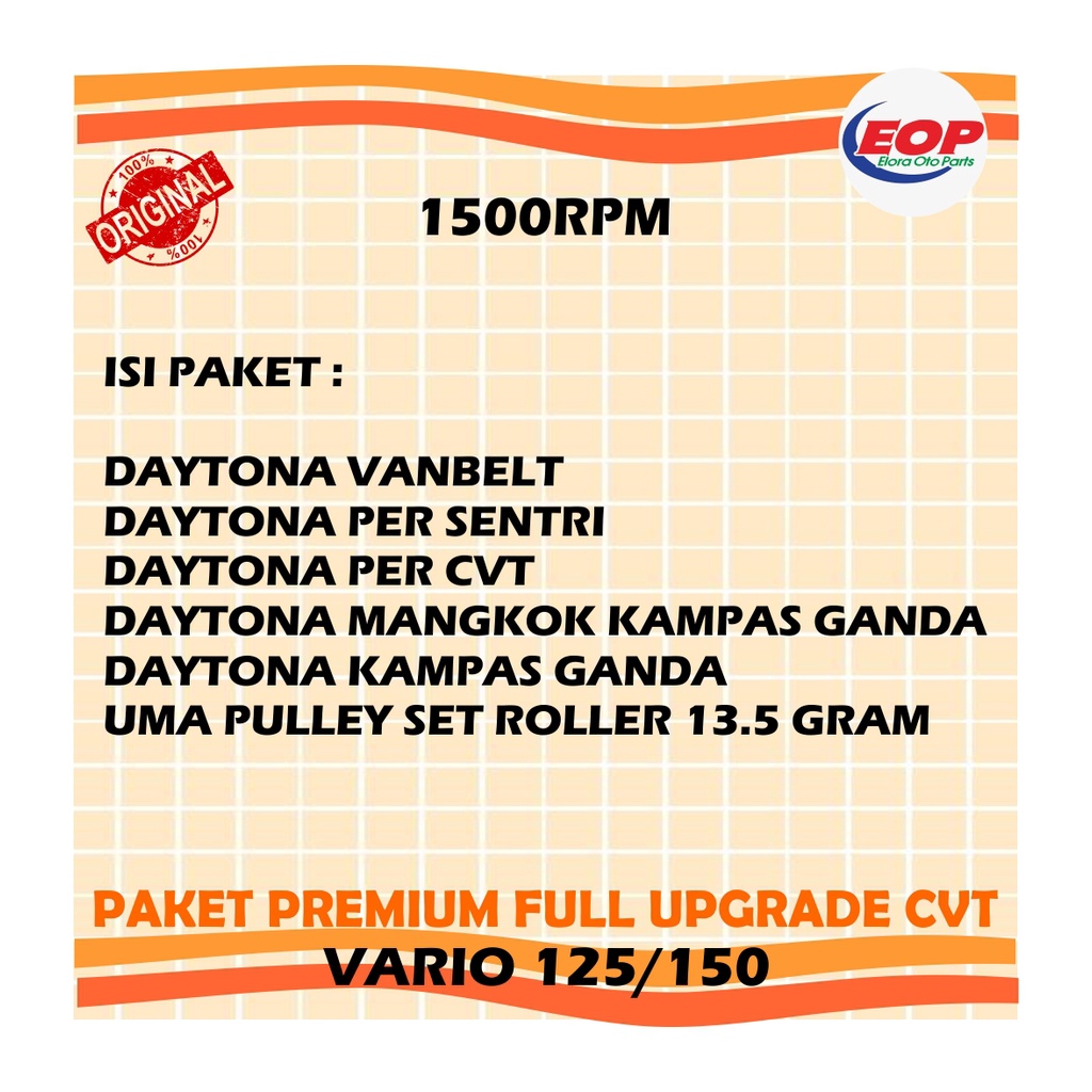 Paket Premium full upgrade cvt Vario 125 150 1500 RPM