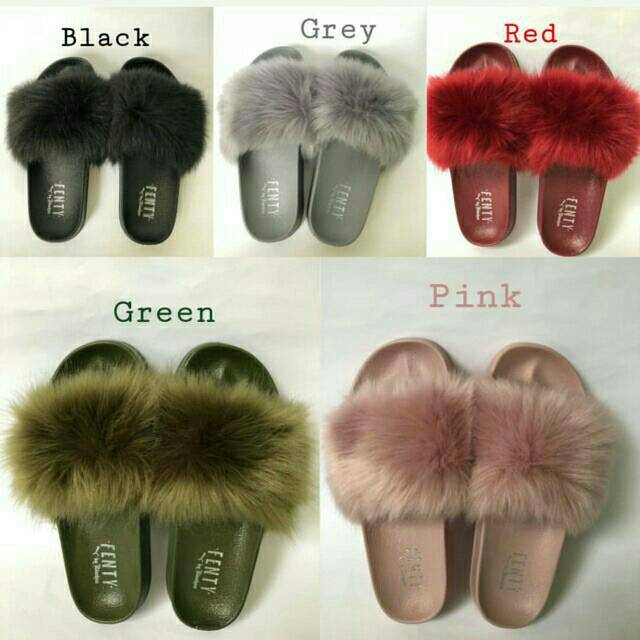 Sandal Bulu Bulu Lebat Fenty Puma / Sendal Import / Sandal Import / Sandal Slop Wanita