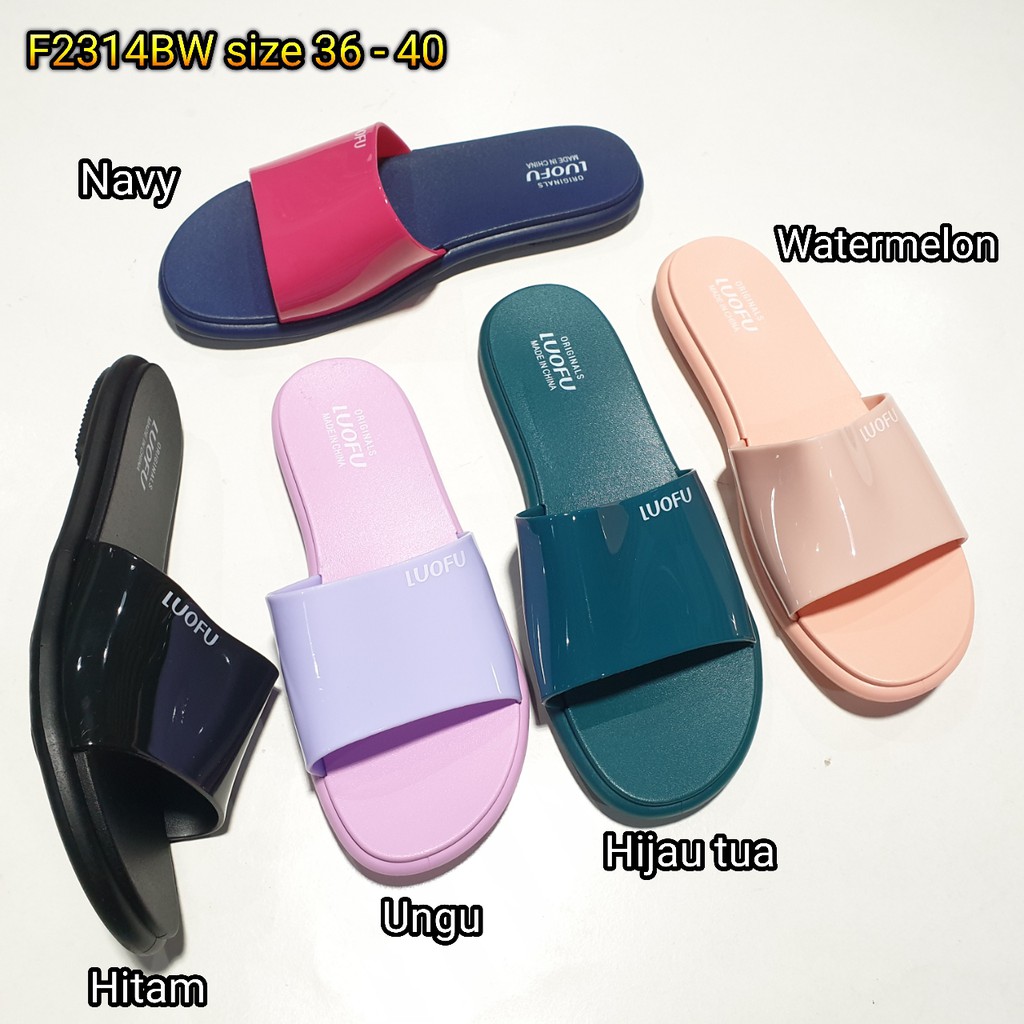 jelly sandal wanita slop luofu karet import sendal cewek F2314BW