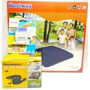 Kasur Angin Bestway King + Pompa Listrik Bestway + Lem Bestway