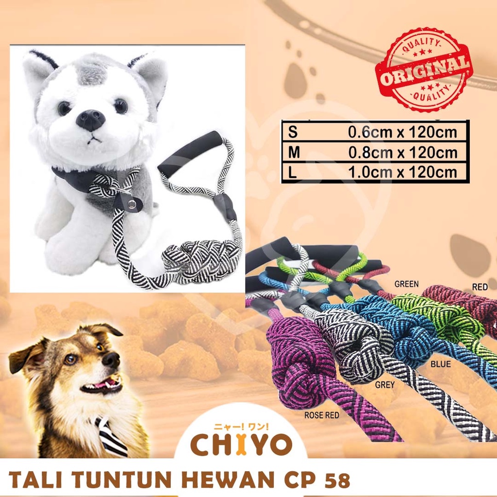 TALI TUNTUN ANJING CROSS NEON ROPE SLIP LEAD COLLAR &amp; LEASH CP58