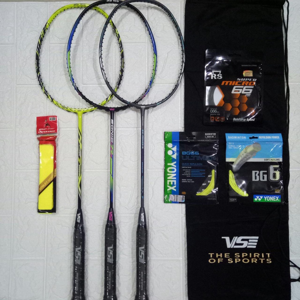RAKET BADMINTON VSE ZIGLER SONIC- FREE PEMASANGAN SENAR + GRIP + TAS