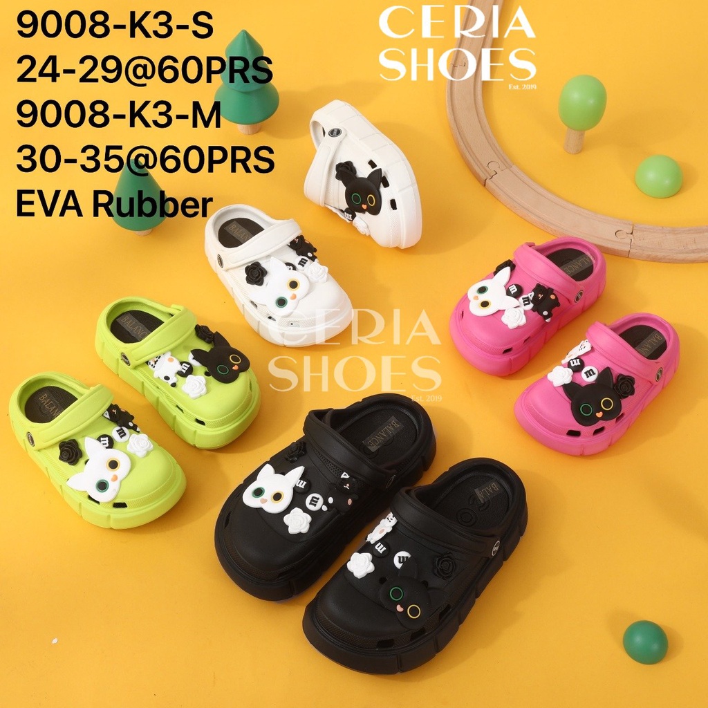 EVA UKURAN ANAK Sandal Baim Anak Perempuan / Laki Bahan Eva Spons Super Ringan Empuk Tebal Sol Anti Slip Motif Meow BALANCE