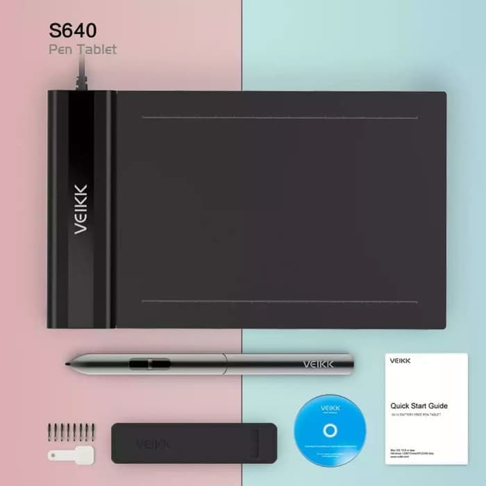 VEIKK S640 Digital Graphic Drawing Pen Tablet Gambar dan OSU 8192 Pressure 6x4 inch