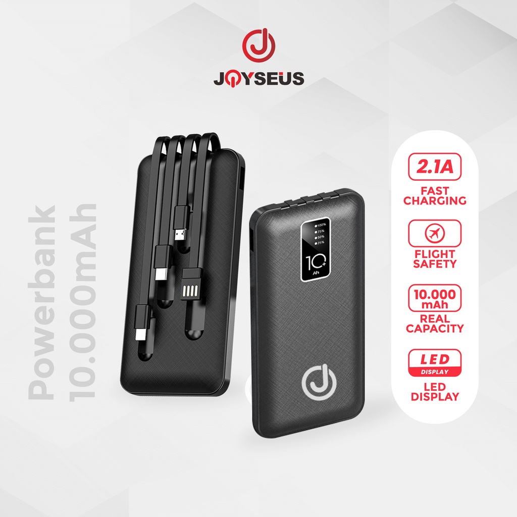 Powerbank JOYSEUS PB16-A 10000mAh Hitam - Pengisian Daya Portabel