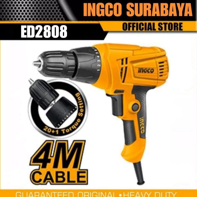 Ingco Ed2808 Mesin Bor Listrik 10Mm Keyless Kabel 4M Murah