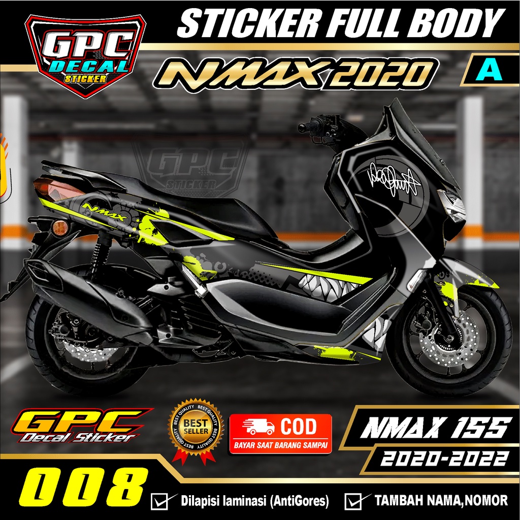 Decal Sticker Yamaha Nmax new 2020 Fullbody Hiu Shark biru merah-008