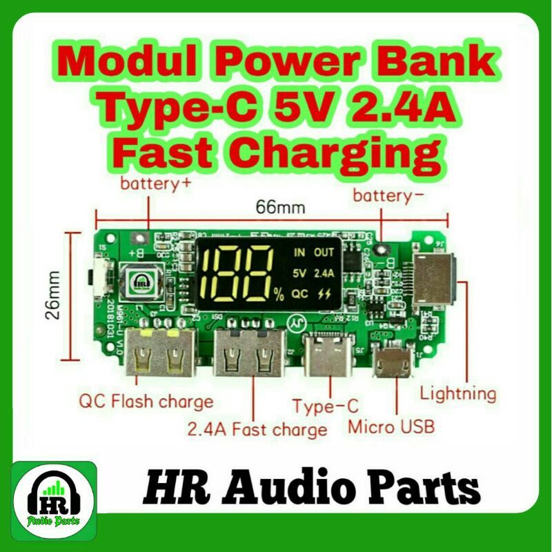 Modul Power Bank With LED Digital Display Dual Output USB 2A H961-U