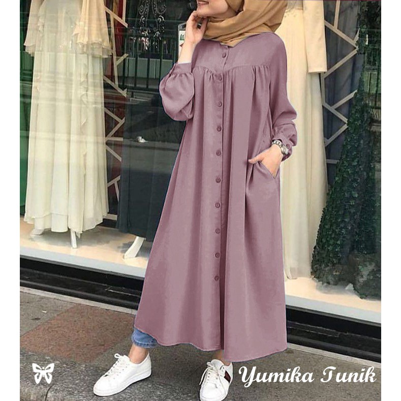 HOPYLOVY - YUMIKA LONG DRESS TUNIK PANJANG WANITA