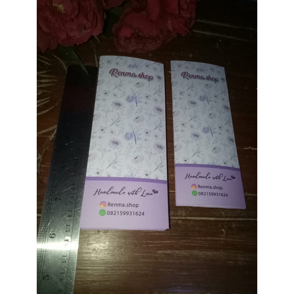 

Label/ alas bros/aksesories lainnya (15x5cm) desain custom isi 50pc