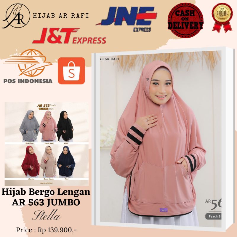 Jilbab Kerudung Hijab Bergo Instant Jumbo Lengan Panjang Kode Ar 563 by Hijab Arrafi style simple ca