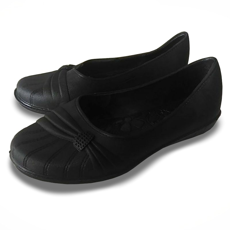 Sepatu karet wanita dewasa hitam balet (bisa untuk bahan rajut, sepatu SPBU, kerja, sekolah, dll)