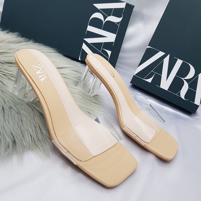 NEW  Two tone Short transparant heels by ZARA ORI sepatu wanita hak tahu strap tali high quality