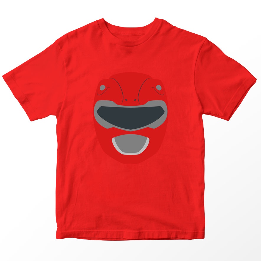 Kaos Power Rangers Anak Helm Ranger Merah Red Helmet, Warna Merah Umur 1-10 Tahun