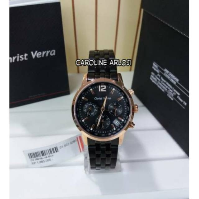 JAM TANGAN WANITA CHRIST VERRA CV75018L-18 BLK GARANSI RESMI INDO