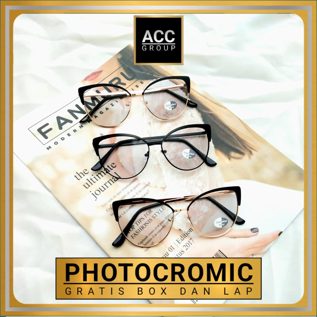 PHOTOCROMIC FREE BOX DAN LAP NEW OVAL TITANIUM KOREAN WANITA PRIA MURAH TAHAN LAMA