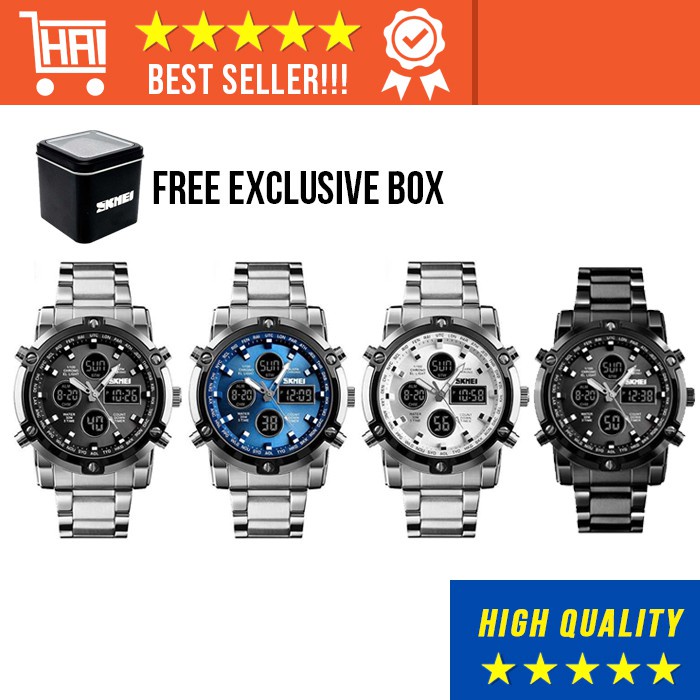JAM TANGAN RANTAI ANALOG PRIA SILVER ANTI AIR ORIGINAL CASUAL COWOK KEREN IMPORT JAM TANGAN DIGITAL 