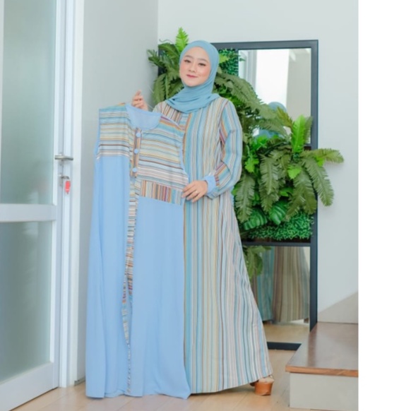 Gamis outer 2IN1 SAKILA SET OUTHER CERUTY LALA LYLA GAMIS TRENDY WANITA MASA KINI ORIGINAL VENYTA MOTIF SALUR shanglow shan glow pisah rompi cardigan