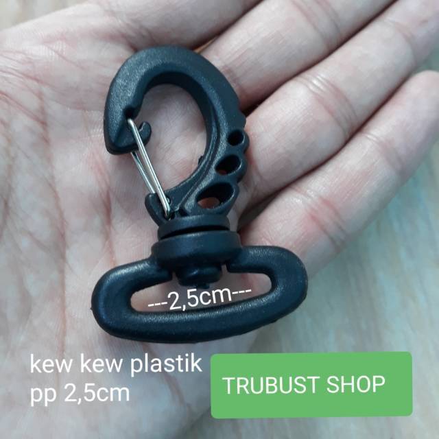 Kew kew plastik pp kait tas 2,5cm warna hitam