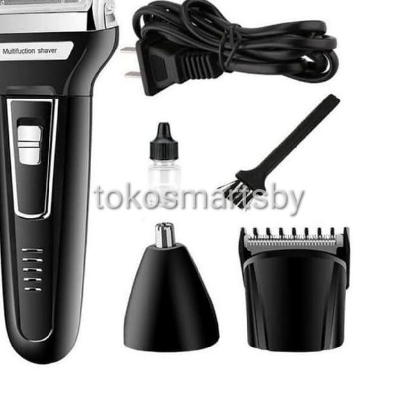 Kemei Hair Clipper KM 6588 Alat Cukur Kumis Jenggot Bulu Hidung Rambut Multifungsi 3 in 1