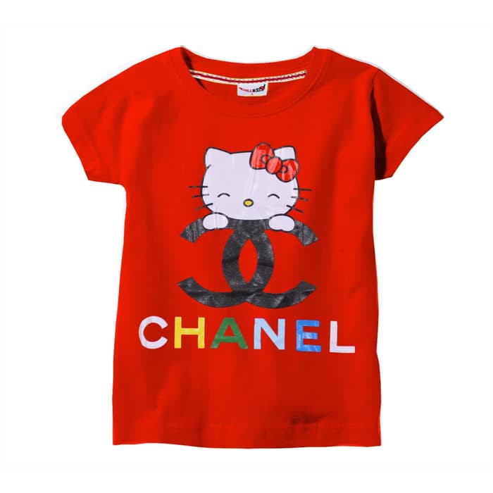 KAOS ANAK PEREMPUAN CHANEL CAT BAHAN KATUN 100% HIGH QUALITY