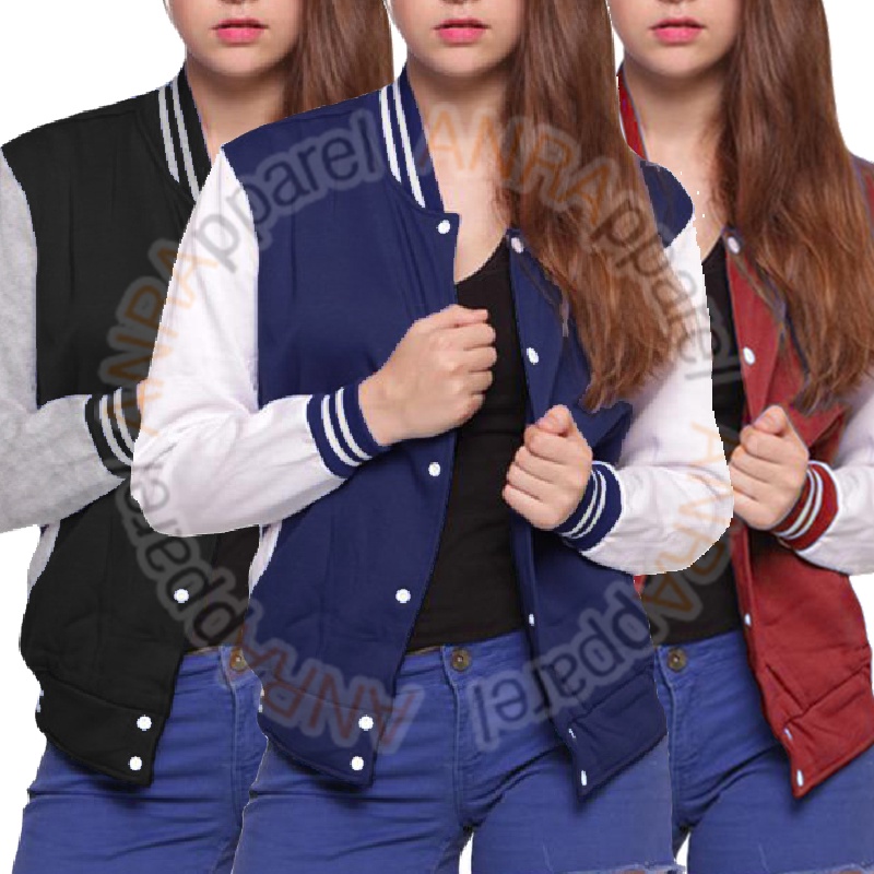 BASEBALL Jaket Milea Dilan Varsity Kancing Wanita | Jaket Sweater | Jaket Cewek Keren | Jaket Flee