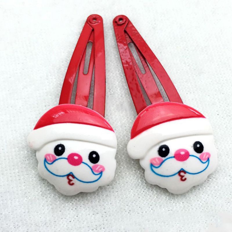 Jepit Rambut Desain Kartun Snowman Santa Bahan Resin Untuk Pesta Natal