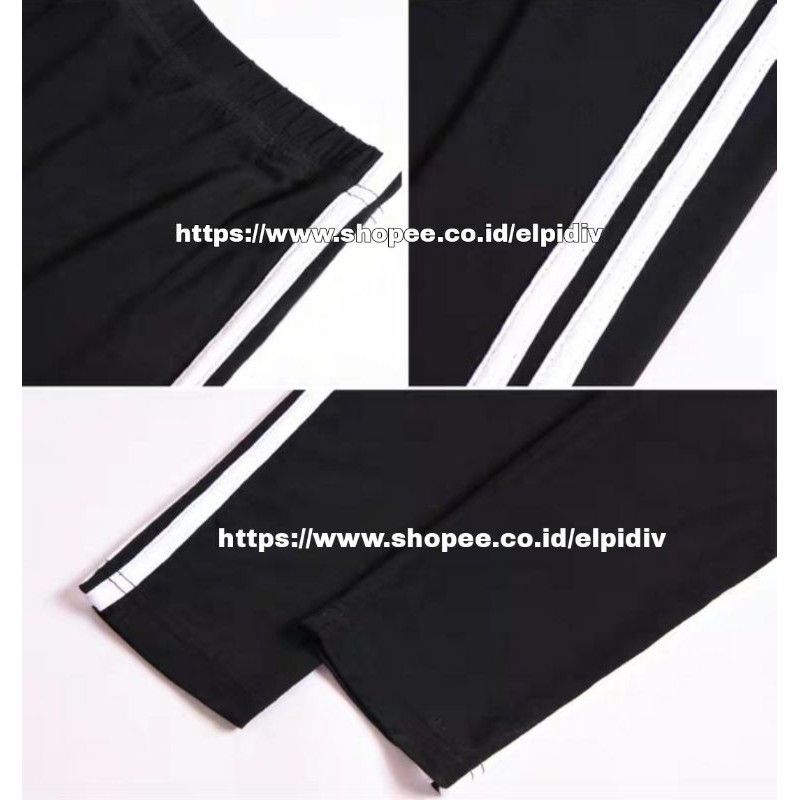 Legging List Stripe Pendek 7/8 Fit 30kg - 85kg Bahan Spandex Premium