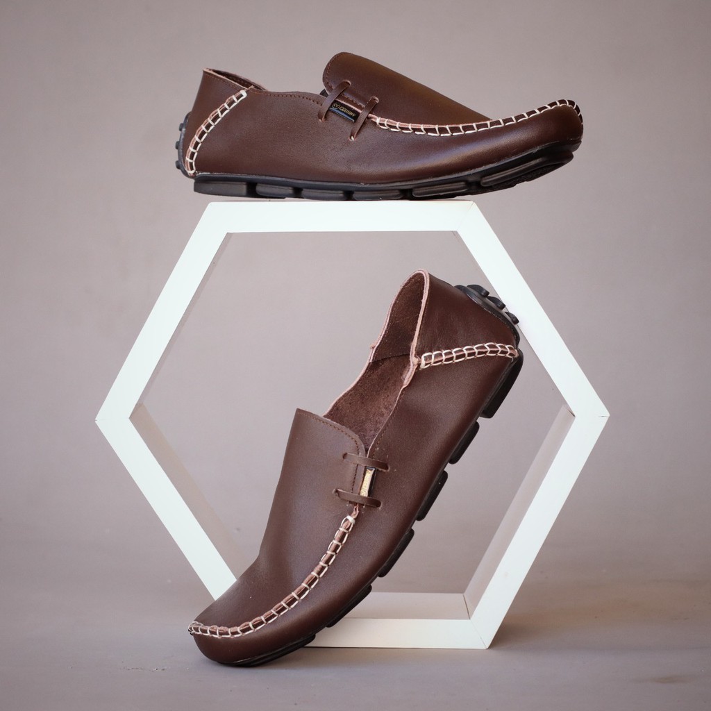 Sepatu Casual Slip On Pria Kulit Asli Kasual Selop Kerja Kuliah Ori Boat Footwear