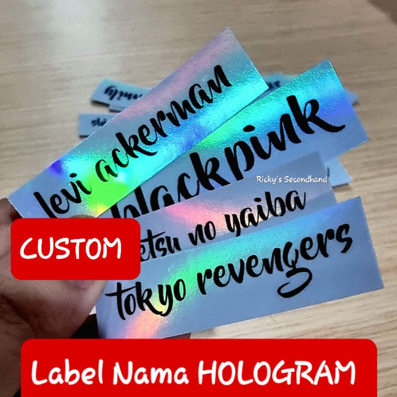 

CUSTOM Label Nama Hologram 5 / 10 / 25 pcs holo sticker waterproof anti air name tag stiker holographic anime kpop olshop jjk aot kny demon slayer attack on titan jujutsu kaisen blackpink bts exo horimiya tokyo revengers logo bnha my hero academia brand