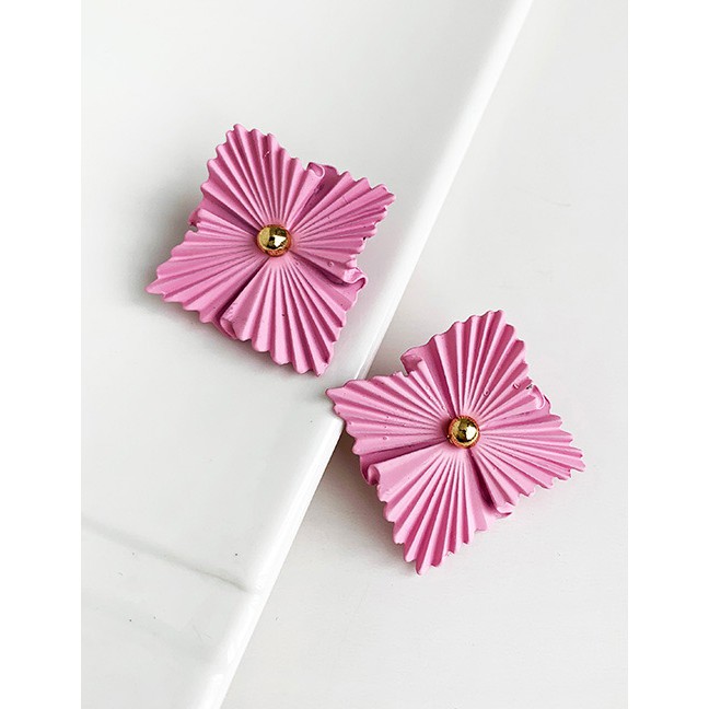 LRC Anting Tusuk Fashion Alloy Square Flower Earrings F78839