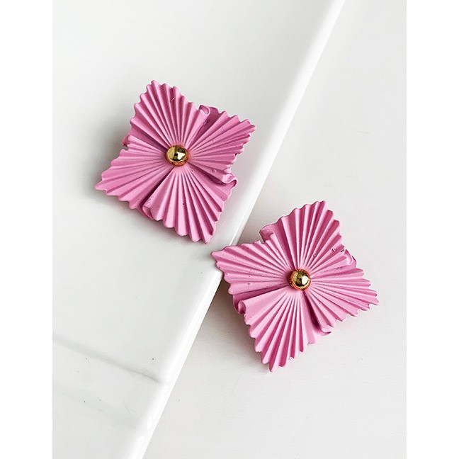 LRC Anting Tusuk Fashion Alloy Square Flower Earrings F78839