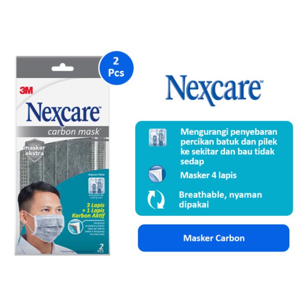 Nexcare 3M Masker 4 Lapis Extra Carbon Mask 4 Ply - 2 Pcs