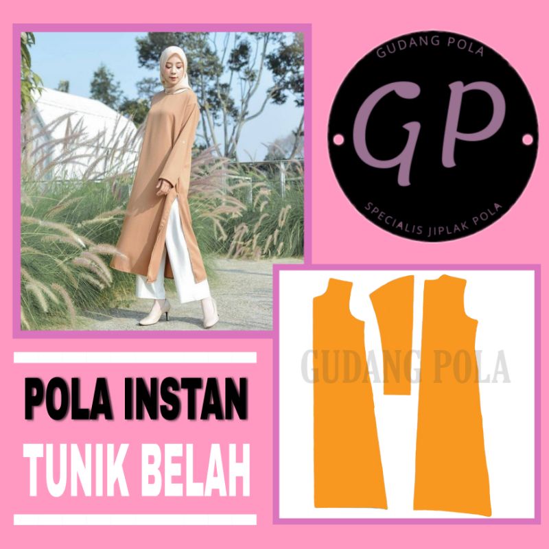 [✓COD] POLA TUNIK BELAH SAMPING - Pola Long Tunik Belah Samping - Pola Atasan Wanita - Pola Baju New