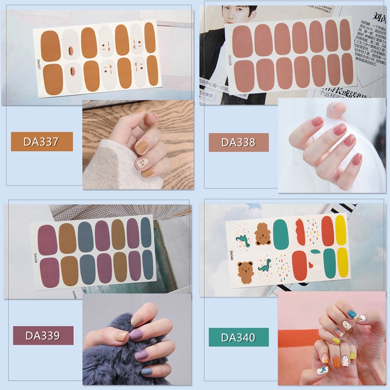 Da321-340 14pcs/lembar Stiker Kuku Palsu 3d Bronzing Untuk Nail Art Diy