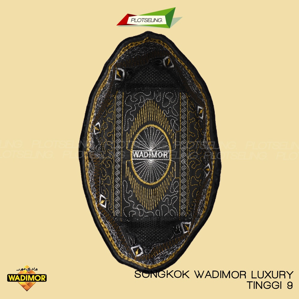 Songkok Premium WADIMOR LUXURY Tinggi 9 ORIGINAL Peci Solat Hitam Mewah Pria Dewasa Kopiah Sholat Anak Laki Santri Pesantren Polos Kopyah Haji Beludru Pendek Motif Warna Putih Full Bludru Bordir Batik NU Kopeah Susun Bulat Shalat Nasional Ori Ukuran Jumbo