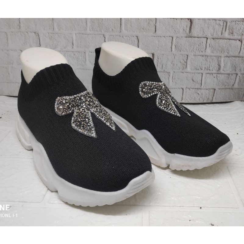 SEPATU SLIP ON ADIVON IMPORT BAHAN RAJUT BLING2