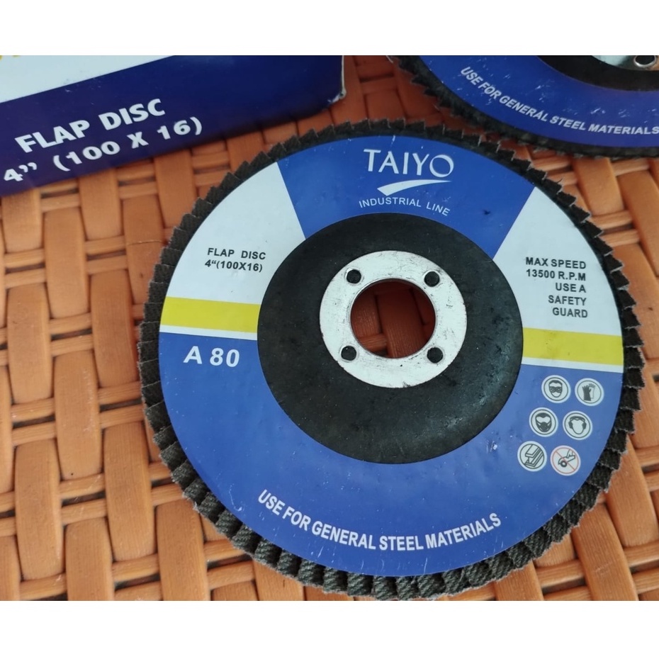 TAIYO FLAP DISC 4" #80 / TAIYO AMPLAS SUSUN 100 X 16 MM