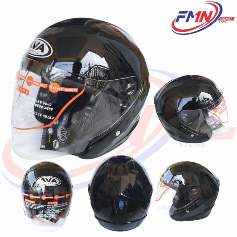 Helm AVA/BGD Tipe X2 Warna Hitam Glossy Half Face SNI Original