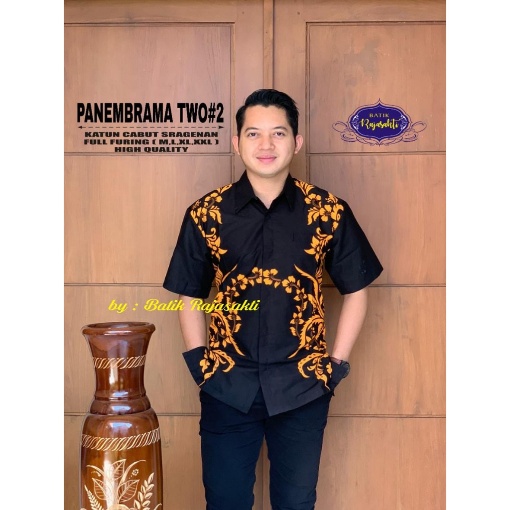 PANEMBRAMA TWO RAJASAKTI KEMEJA BATIK SOLO PRIA LENGAN PENDEK LAPIS FURING ATASAN BATIK PREMIUM MODERN KATUN HALUS BAHUWIRYA  BANAMITRA BANAMITRA PUTIH BANGSAWAN BAYU PUTRA BERLIAN BIRU BHARATAYUDA BIMASENA BIRENDRA BIRU INDAH BRAHMAKERTA BRAHMAKERTA MERA