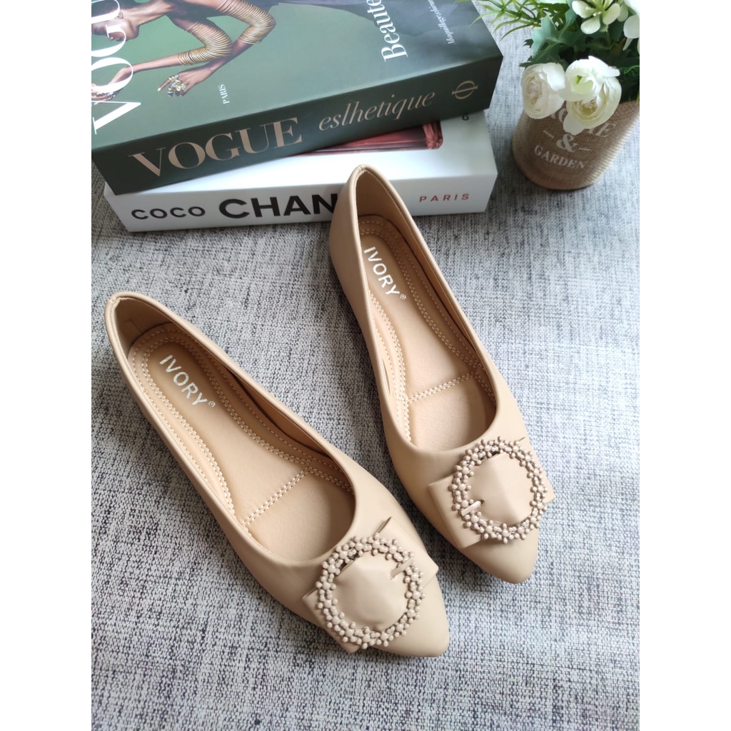 IVORY Sepatu Flat Wanita Import Termurah 888-A7 Hitam