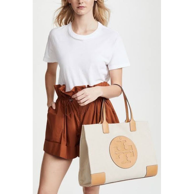 Tory Burch Ella Tote Bag Canvas Classic ORIGINAL 100%