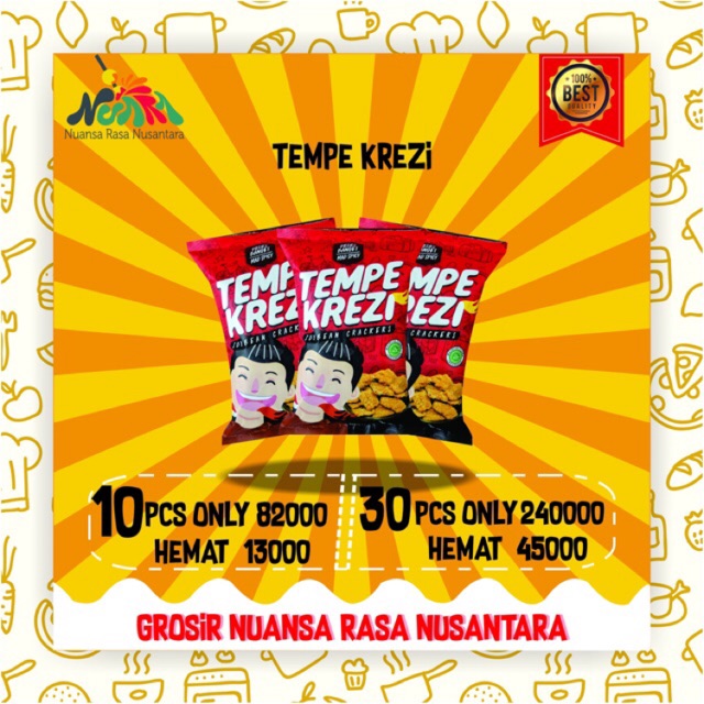 

[ PAKET GROSIR 30 PCS TERMURAH ] TEMPE KREZI - Tempe Gila Pedas 60gr - Bandung Cimahi Paket Reseller